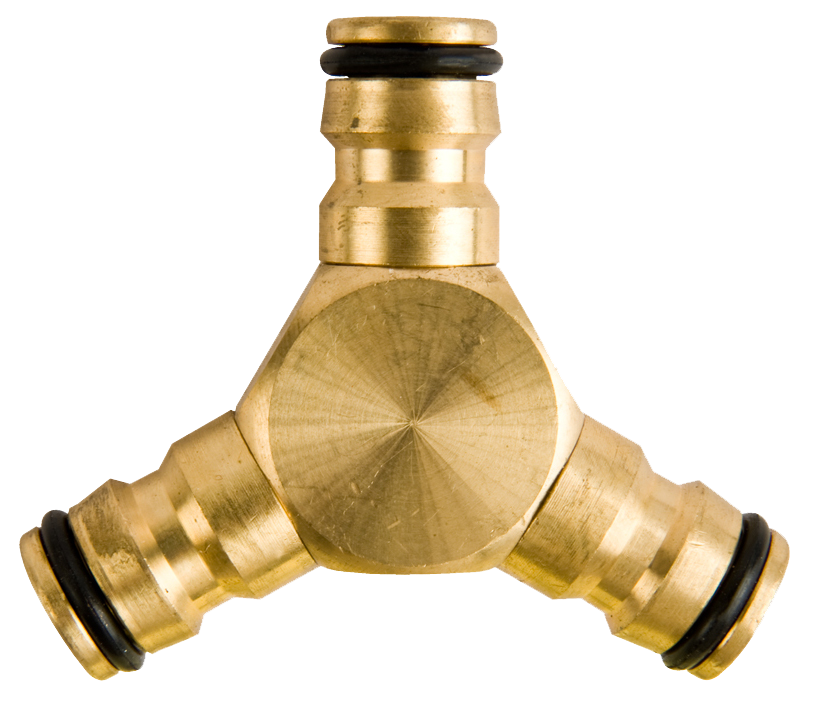 Driewegkoppeling Brass in blister