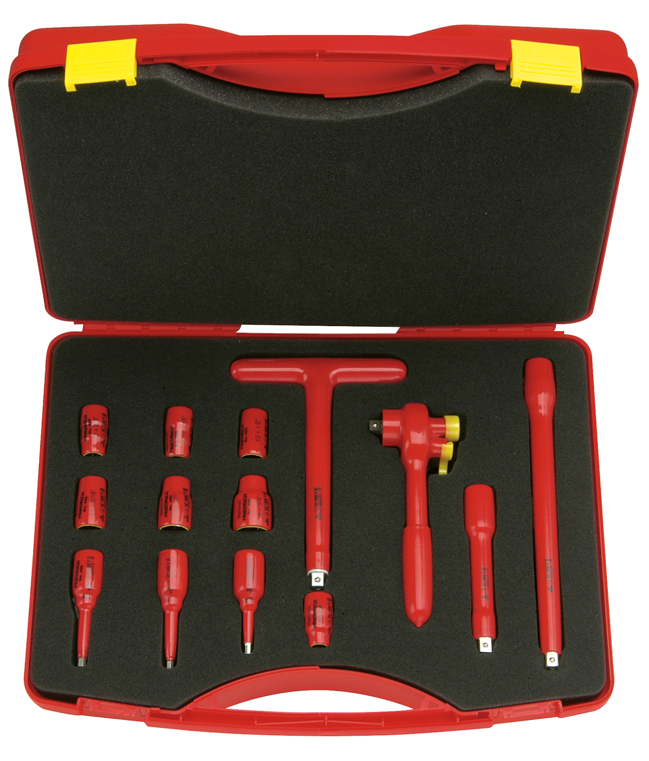 3/8'' Dopsleutelset 8-19mm 1000V + Omschakelbare Ratel, 14-delig