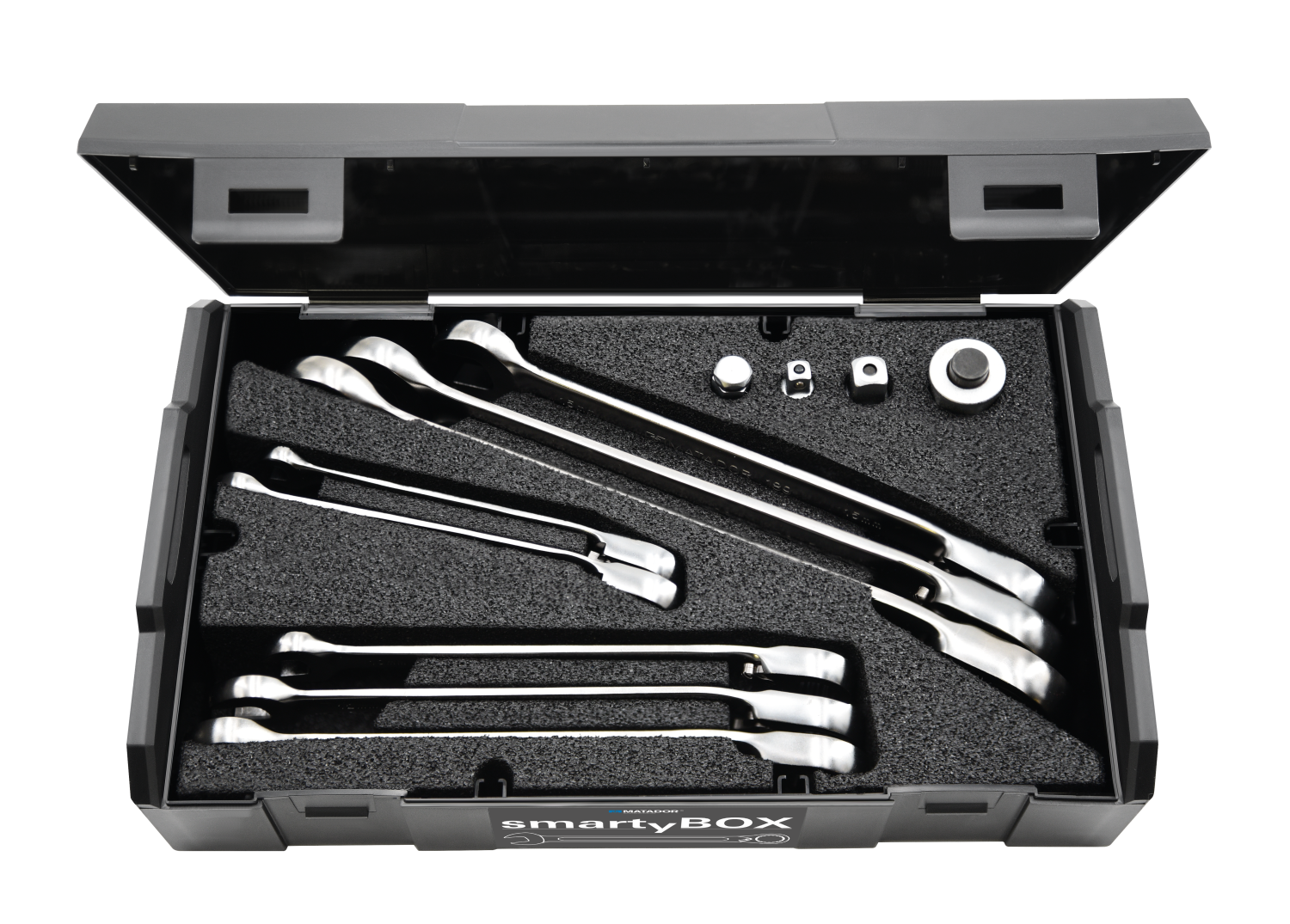 Ringsteeksleutelset met Ratel 7-19mm in SmartyBox S3, 12-delig