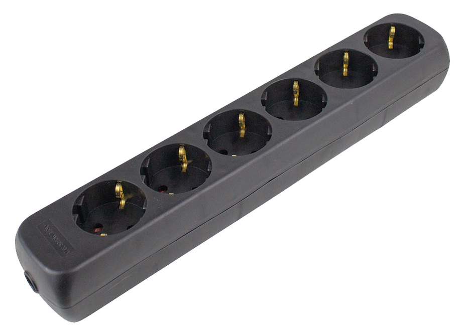 Stekkerdoos 6x randaarde zonder kabel zwart