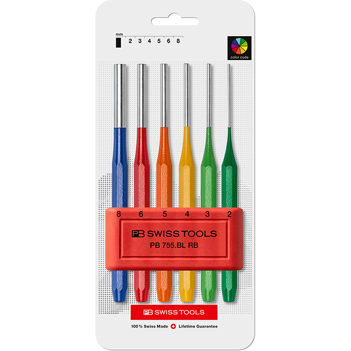 PB RainBow Pendrijverset 755.BL RB in houder 2-8mm, 6-delig in blister