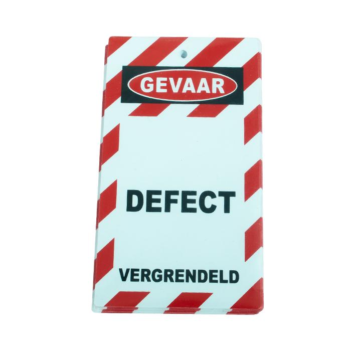 Waarschuwing Label 75x135mm 'Defect Vergrendeld' (10 stuks)