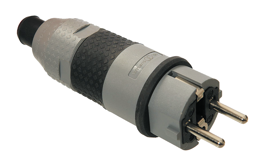 SCHUKO Ultra Pro Stekker randaarde 230V/16A IP54 tot 3x2.5 mm² grijs/zwart