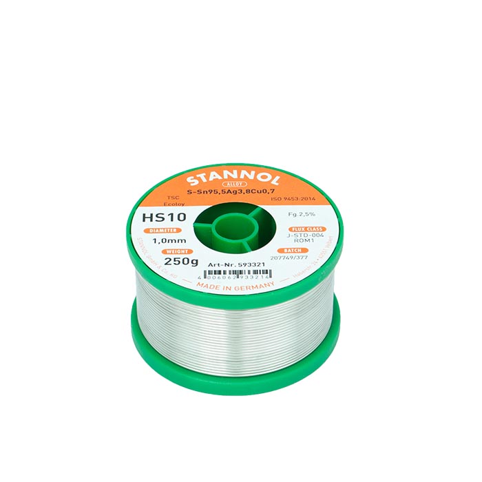 Soldeertin HS10 S-Sn95Ag4Cu1 (TSC) Ø 1.0mm 250g