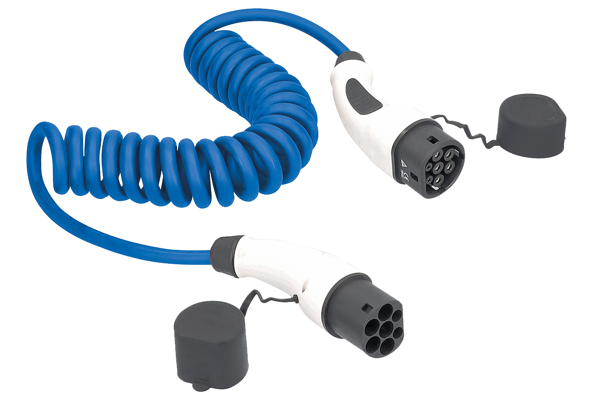Oplaadkabel spiraal voor elektrische auto's 230V/16A 1-fase 3,6kW 1-5m
