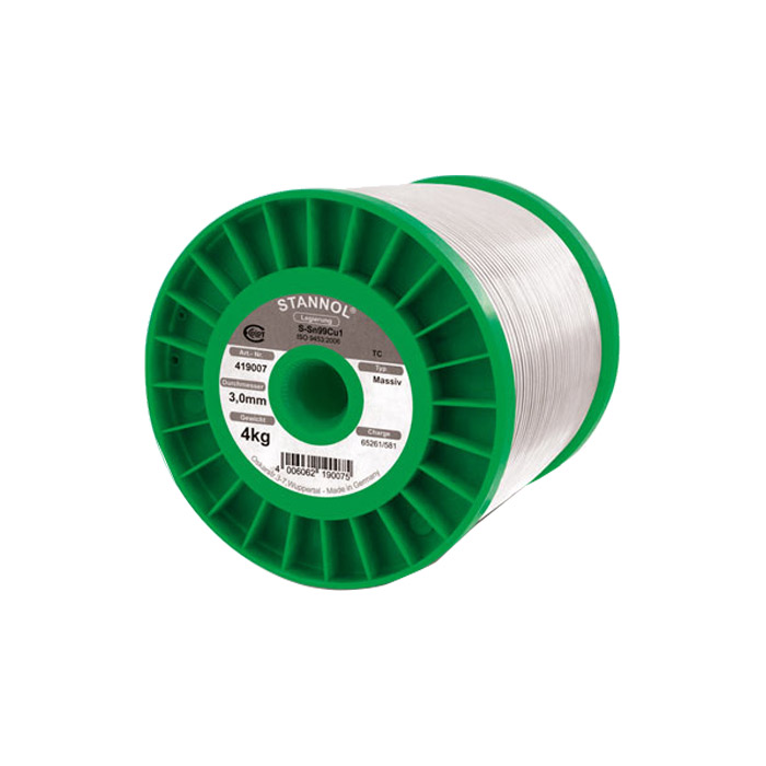Soldeertin Massief S-Sn99,3CU0,7 Ø 3,0mm 4000g