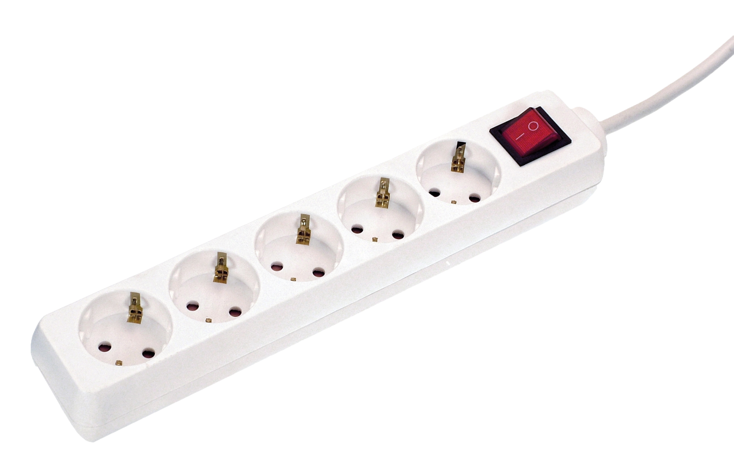 Stekkerdoos 5x randaarde met schakelaar kabel H05VV-F 3G1,5 wit 1,4m