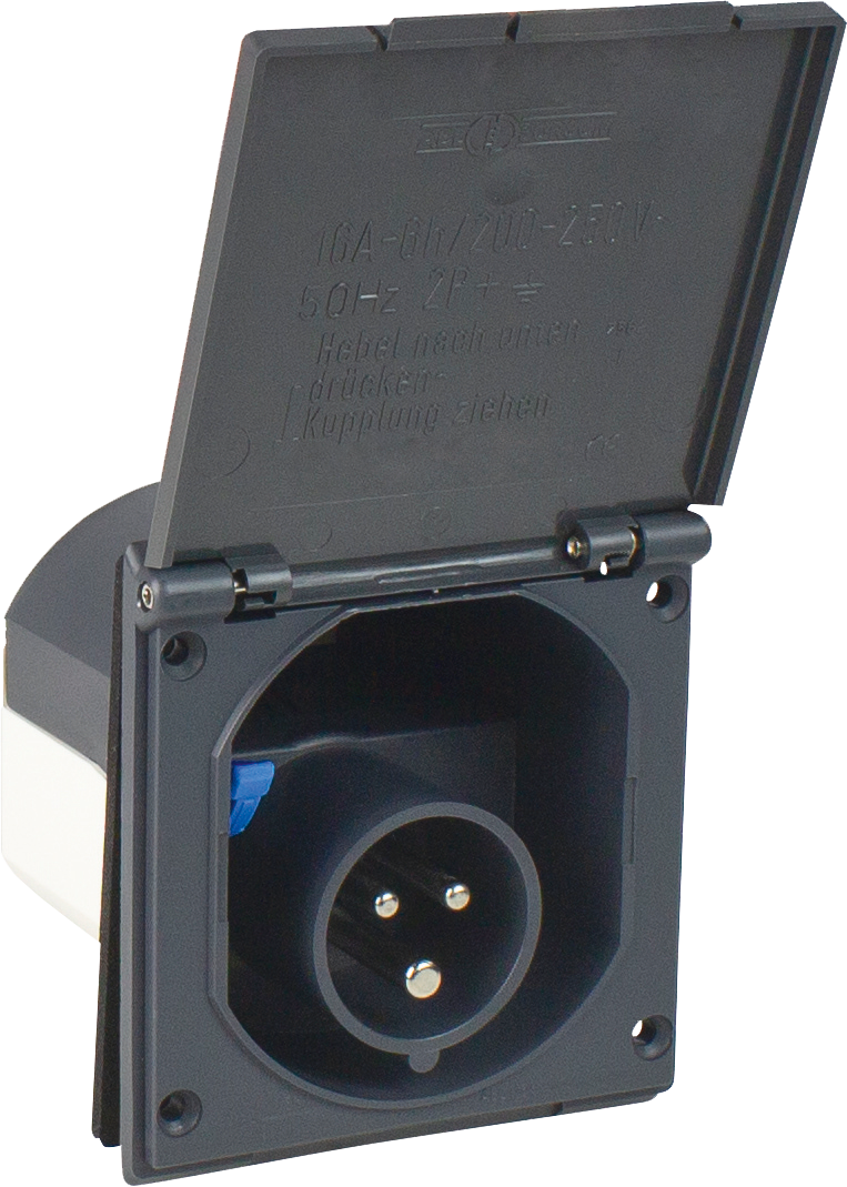 Camping CEE Inbouwcontactdoos 230V/16A IP44 3-polig Zwart