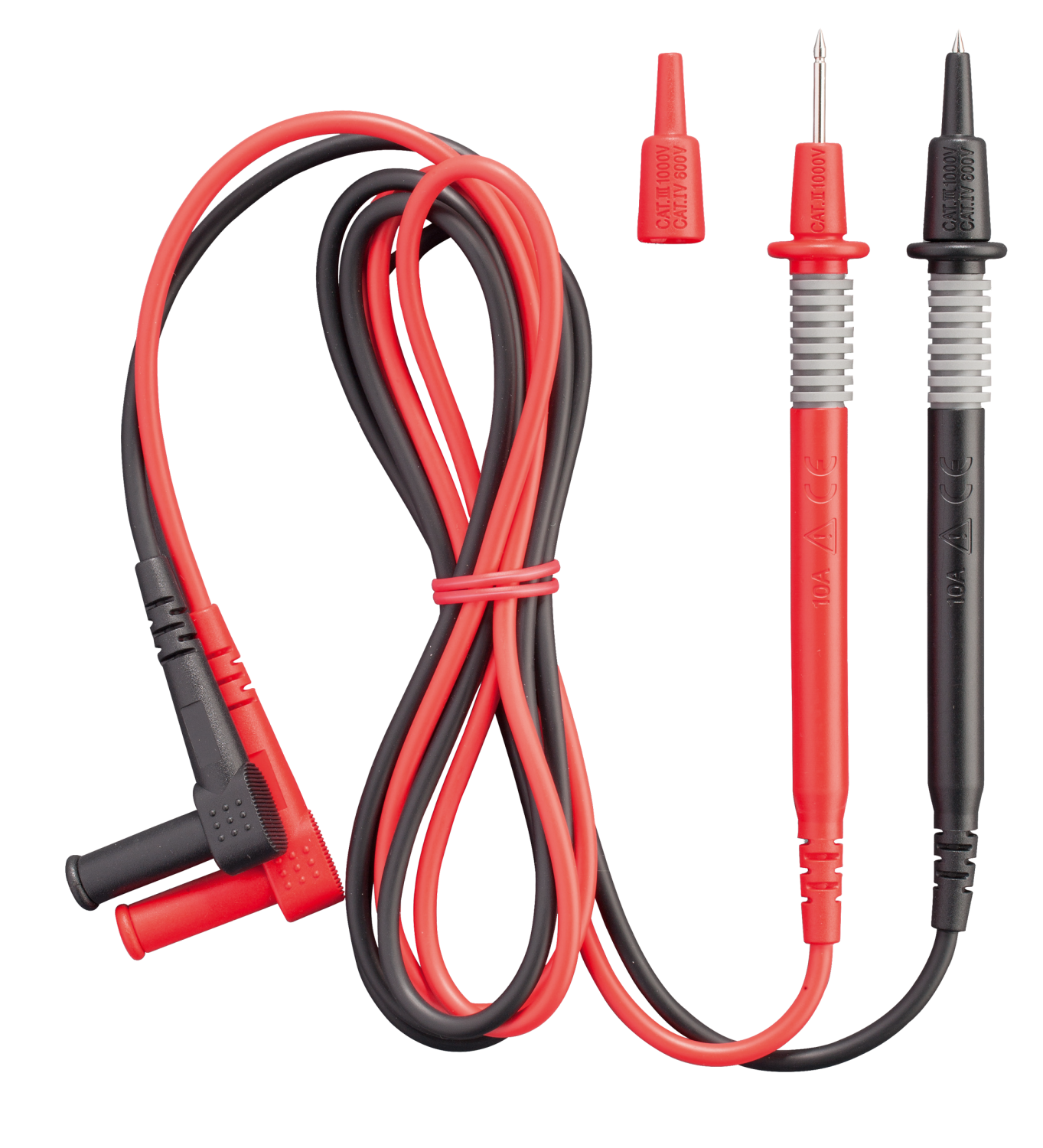 Meetsnoerenset 4mm CAT II, III, IV met 2mm meetpunt, 2-delig