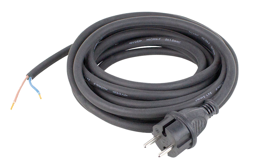 Aansluitkabel Neopreen 230V/16A IP44 H05RN-F 2x1,0 zwart 3m