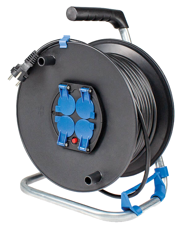 Kabelhaspel 230V/16A IP20 Rubber met beschermkappen H05RR-F 3G1.5 25m