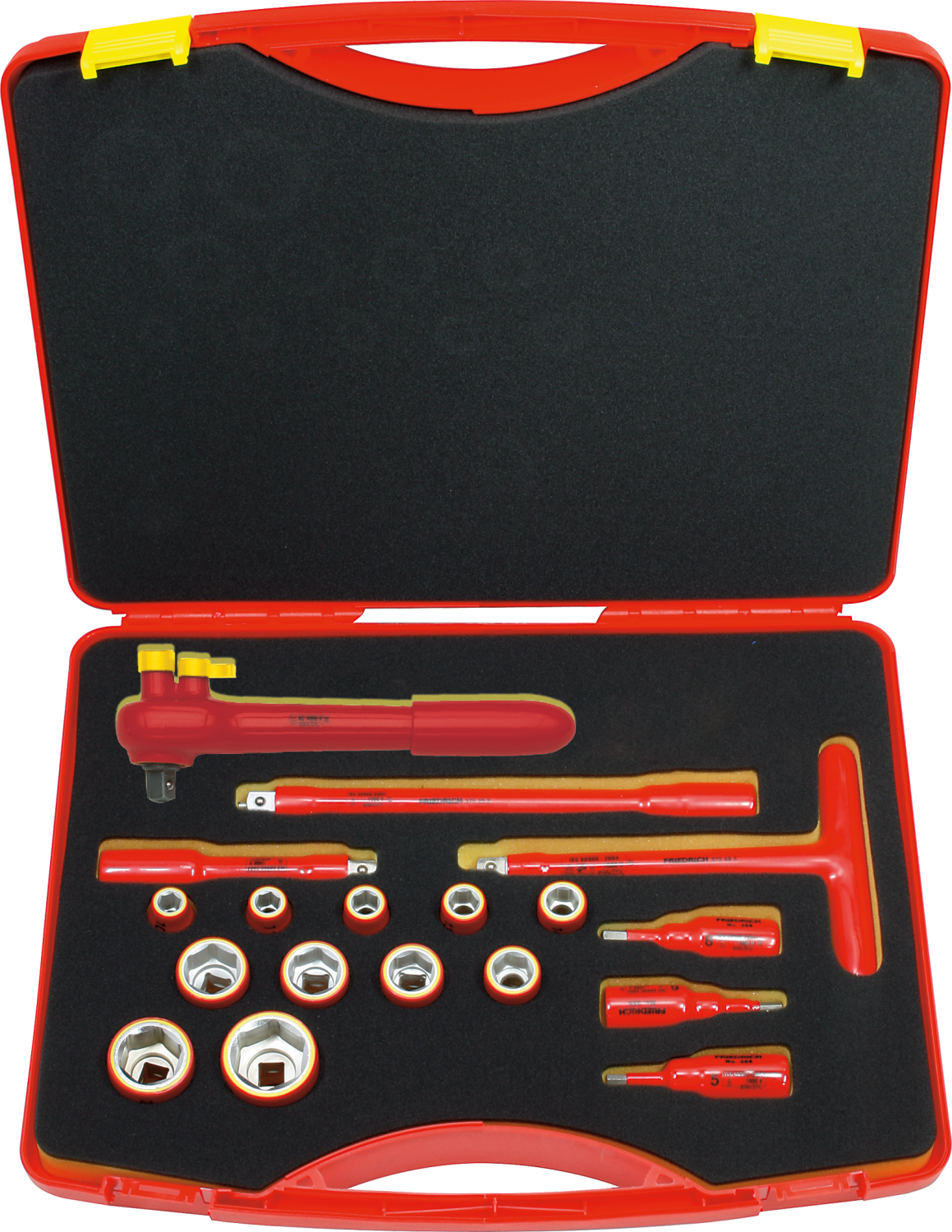 1/2" Dopsleutelset 10-32mm 1000V VDE + Omschakelbare Ratel, 18-delig