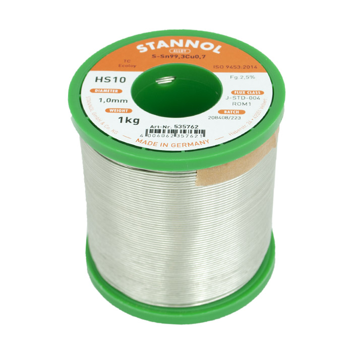 Soldeertin HS10 S-Sn99,3Cu0,7 Ø 1.0mm 1000g
